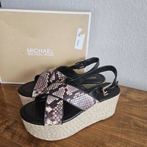 Michael Kors Snakeskin and Black Wedge Sandals
